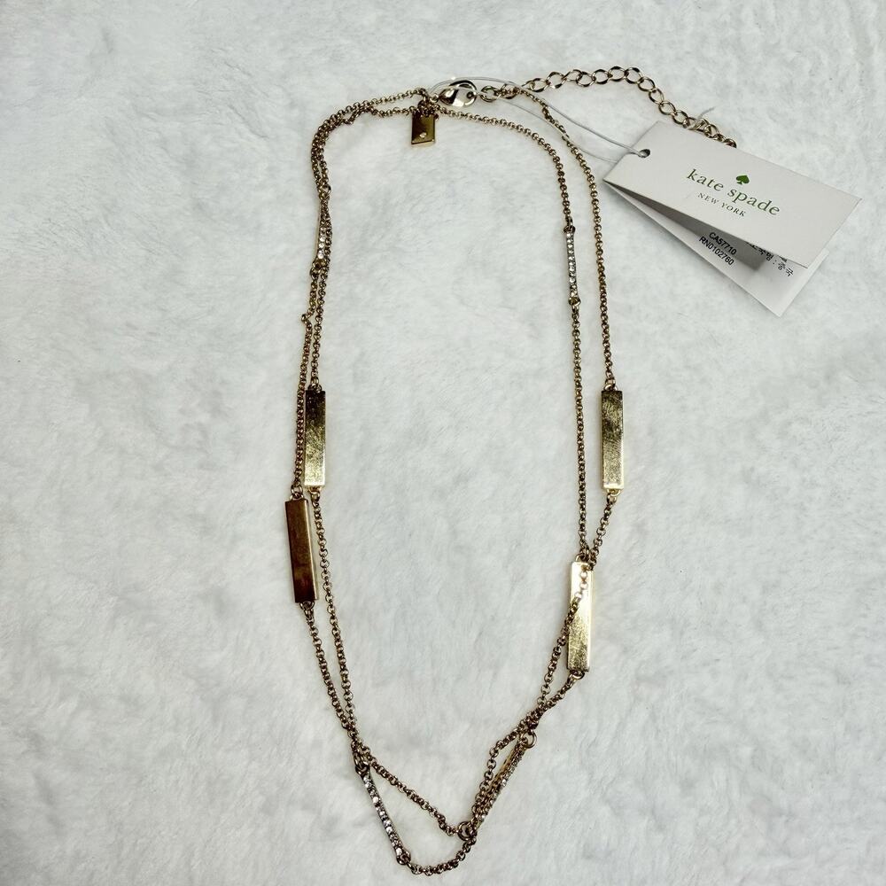Kate Spade New York Raising the Bar Long Layering Necklace Crystals 19in